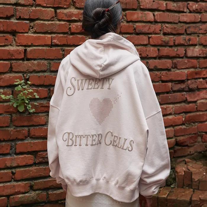 Scatter Heart Hood Zip Up-Light Pink