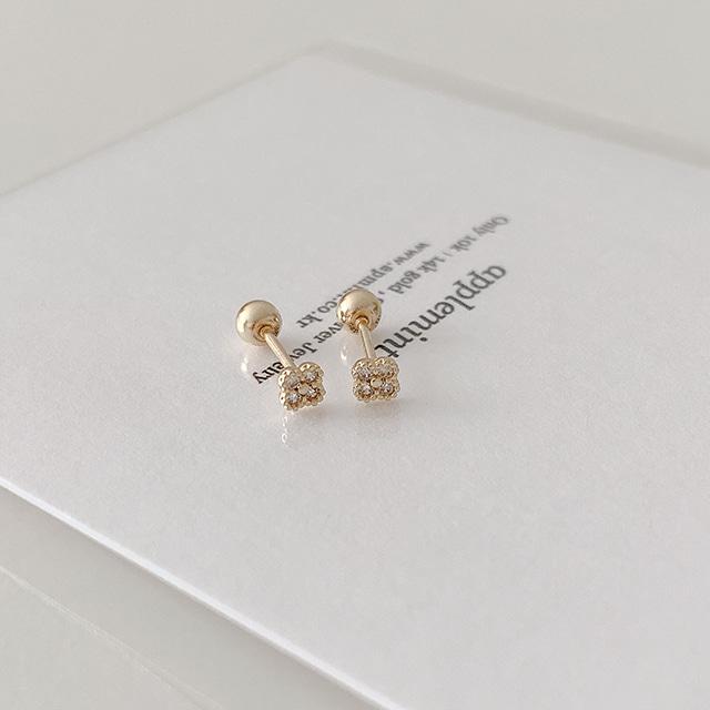 14Kgold / 큐빅클로버 피어싱