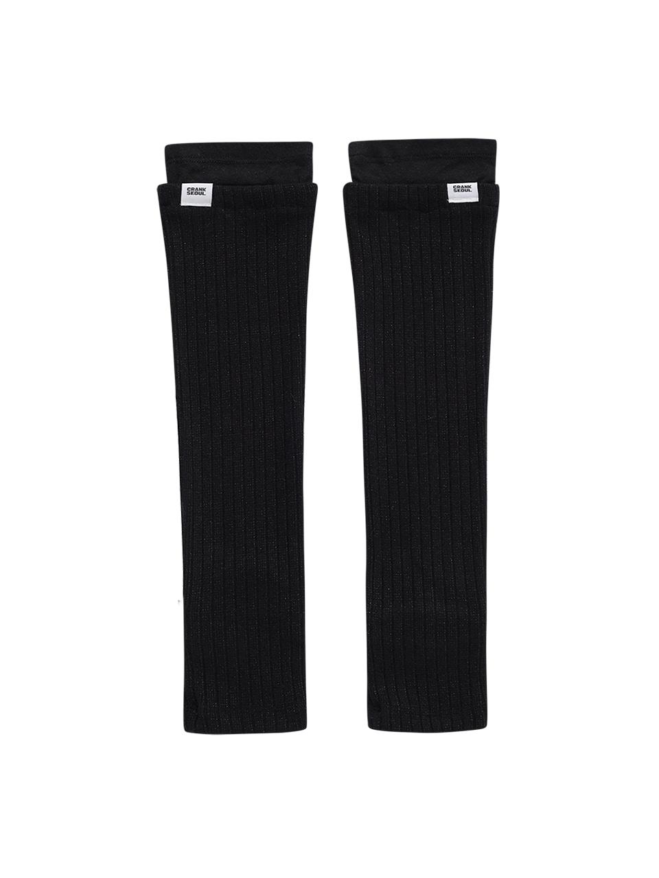 SHEER LAYERED PEARL KNIT LEG WARMERS_BLACK