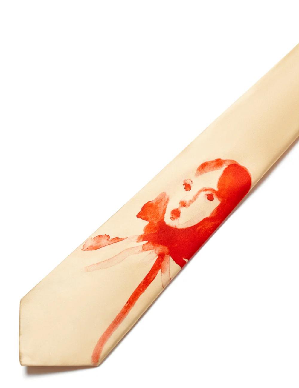 FACE PAINTED FACE SILK TIE_CREAM