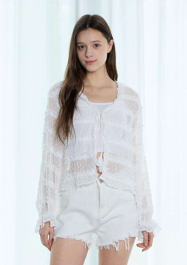 RASCHEL TIERED CARDIGAN JACKET_WHITE