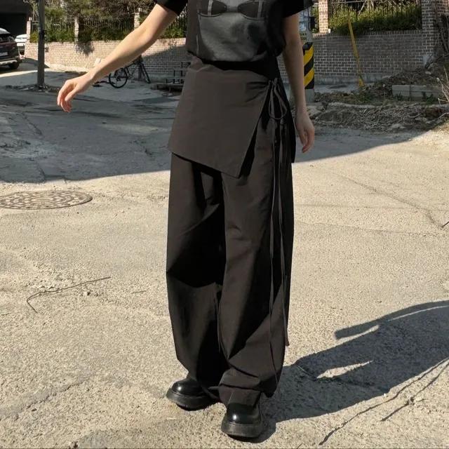 (인기폭주/빠른배송) 나일론 버니 미니 긱시크 레이어드 허리 뒷밴딩 랩스커트 팬츠 (2 color)
