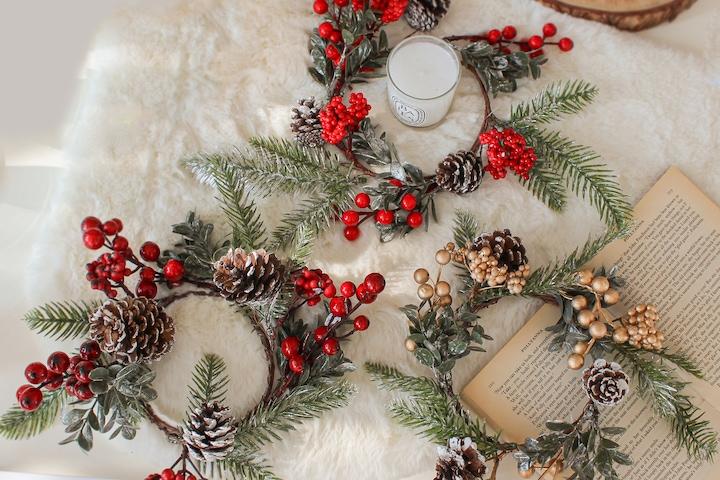 앤틱 솔방울 열매 감성 캔들리스 _3color - 크리스마스 소품