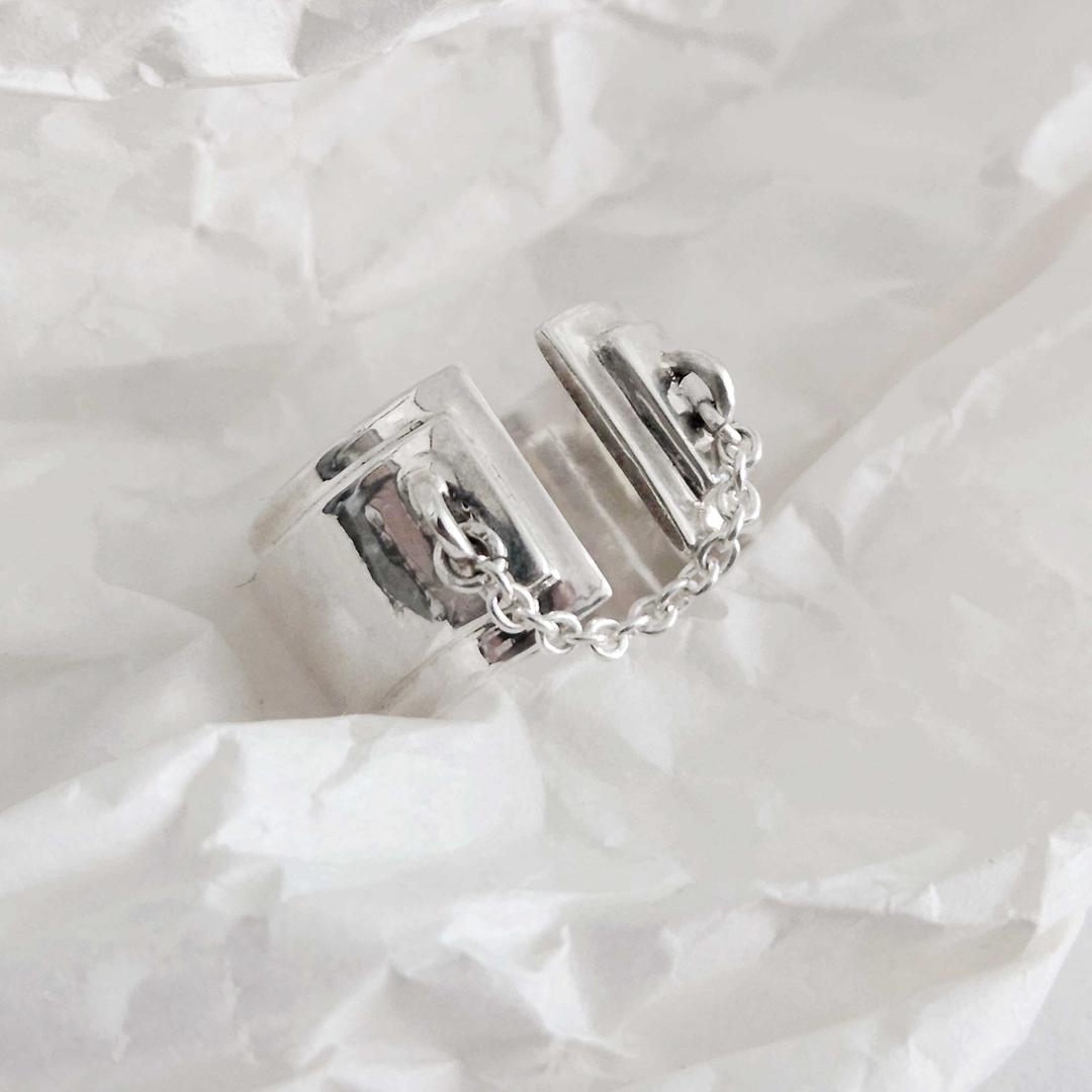 two block chian silverring