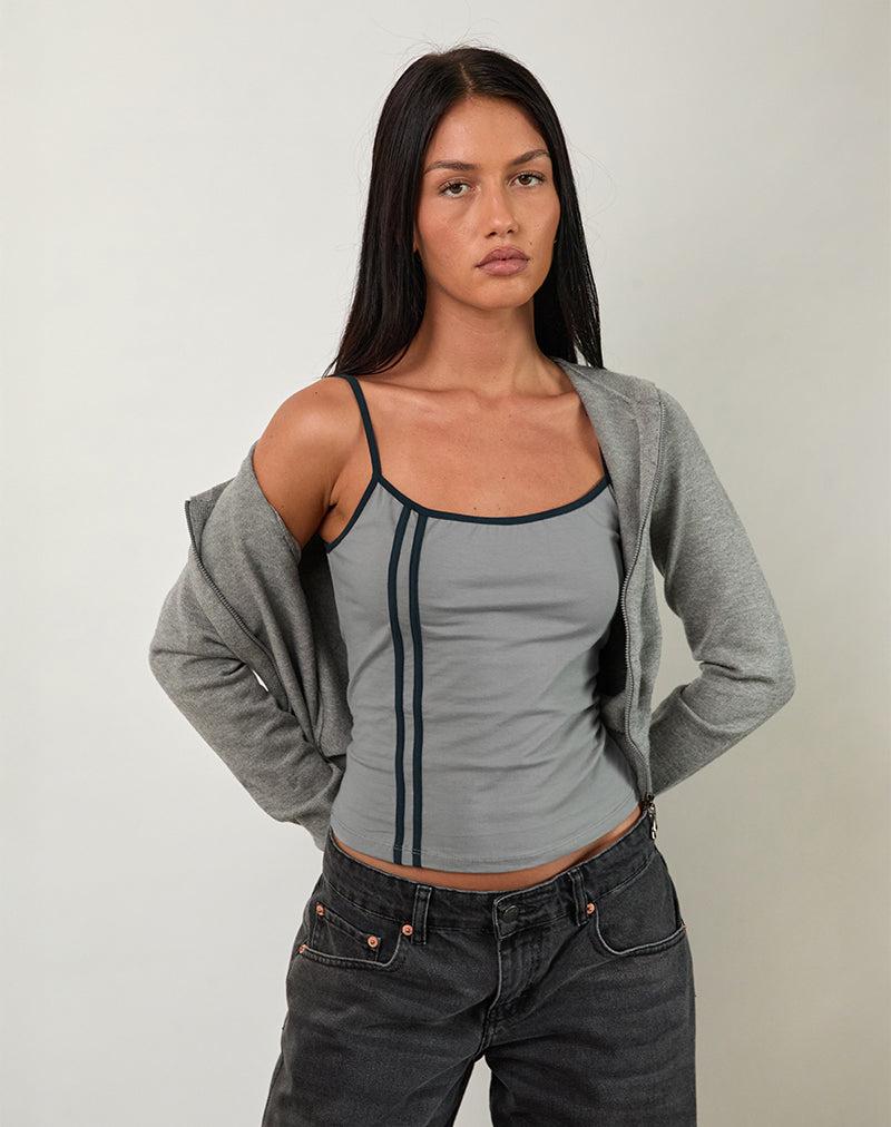 Nilaso Vest Top in Grey with Tapshoe Binding - XS