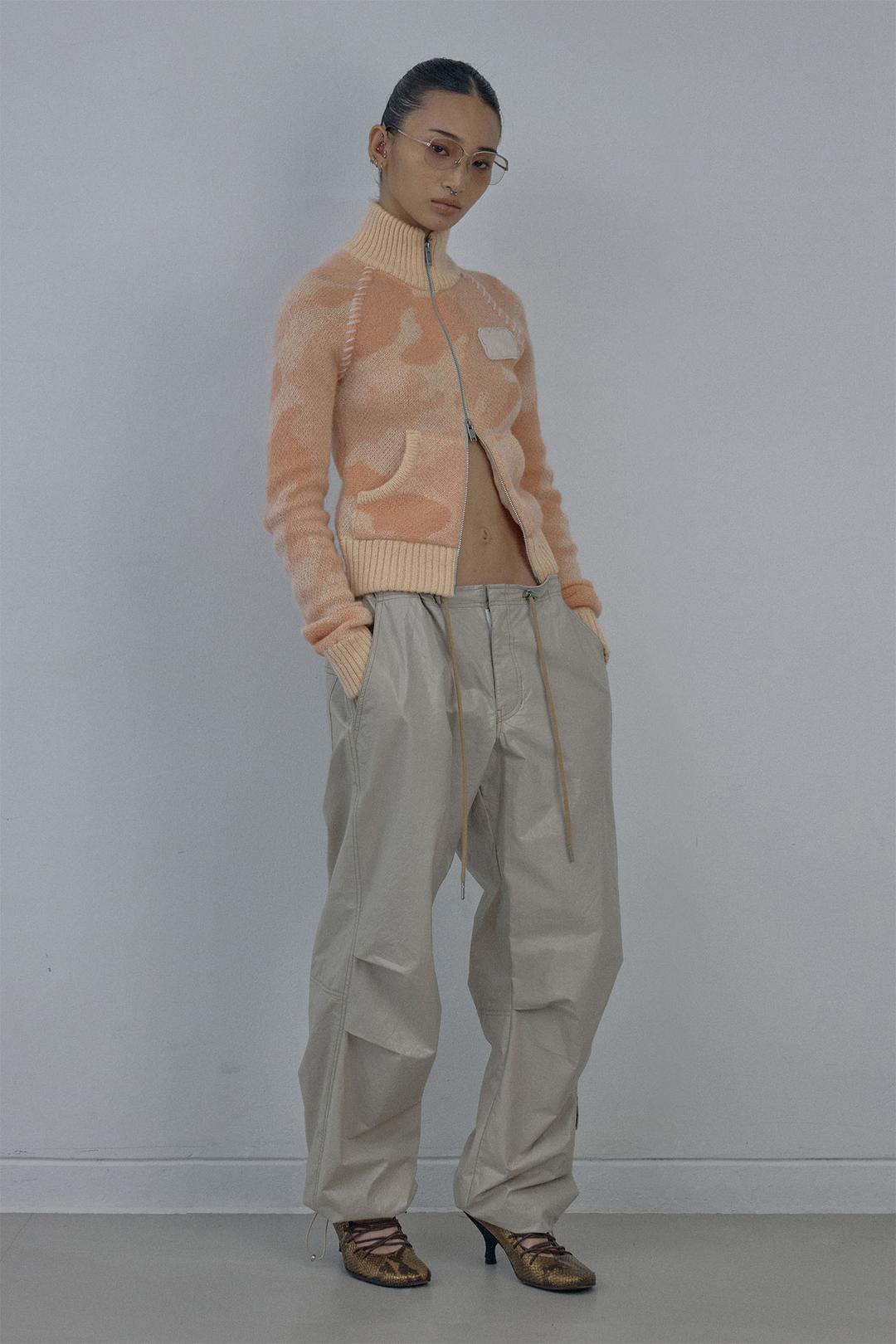 Glossy Parachute Pants Beige