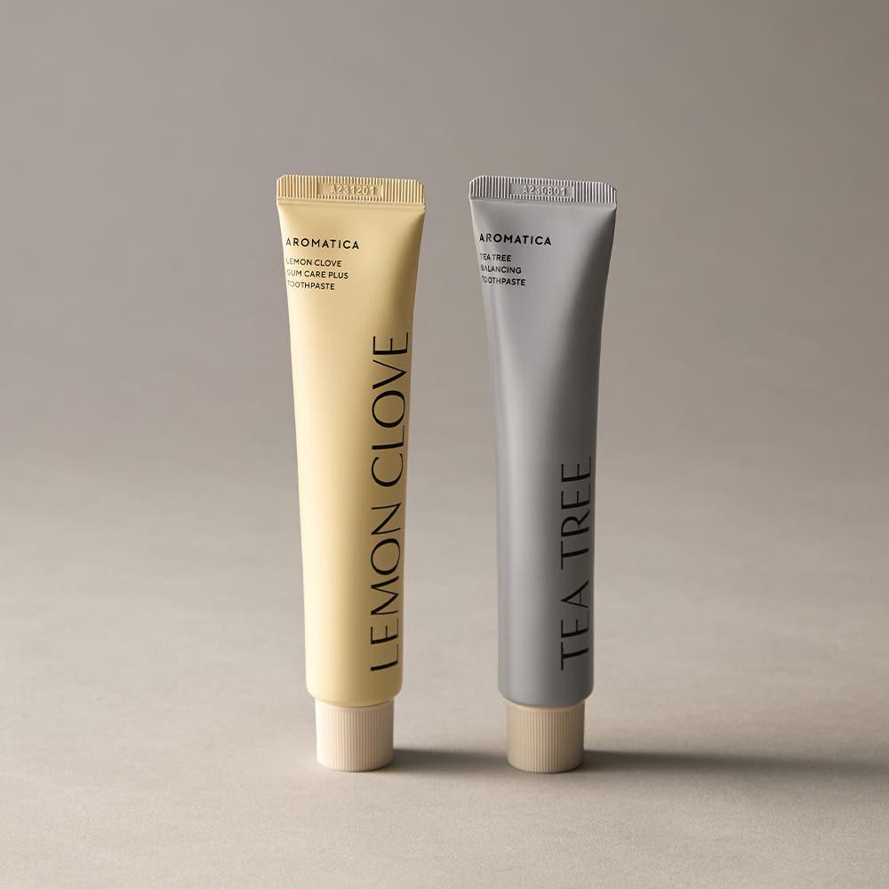 아로마티카 레몬클로브향 검케어 플러스 치약 100G & 티트리 밸런싱 치약 100G 2종 세트