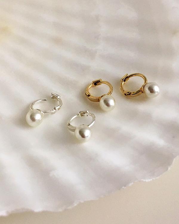 [무배] 실버925 스몰 진주 원터치 귀걸이