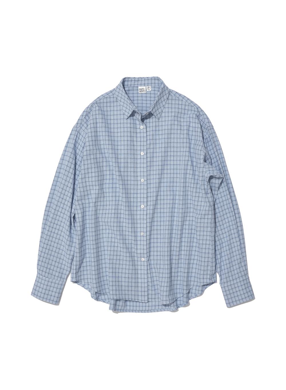 [WOMEN] PLAID CHECK OVERSIZED SHIRT_DUSTY SKY