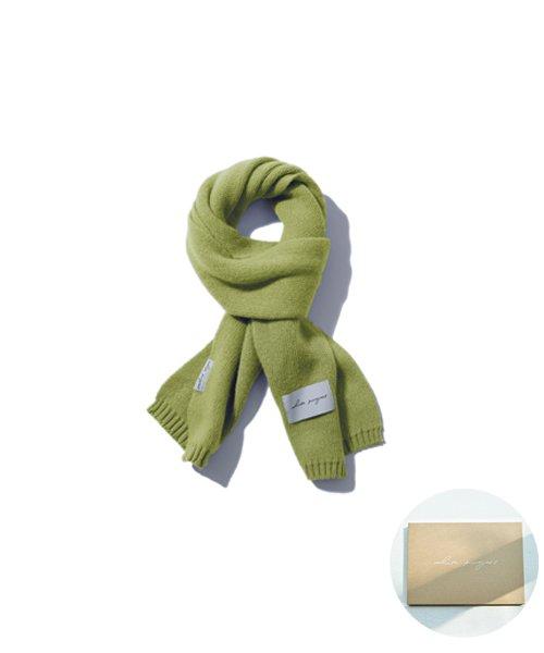 [기프트박스]_버진울 니트 머플러_올리브