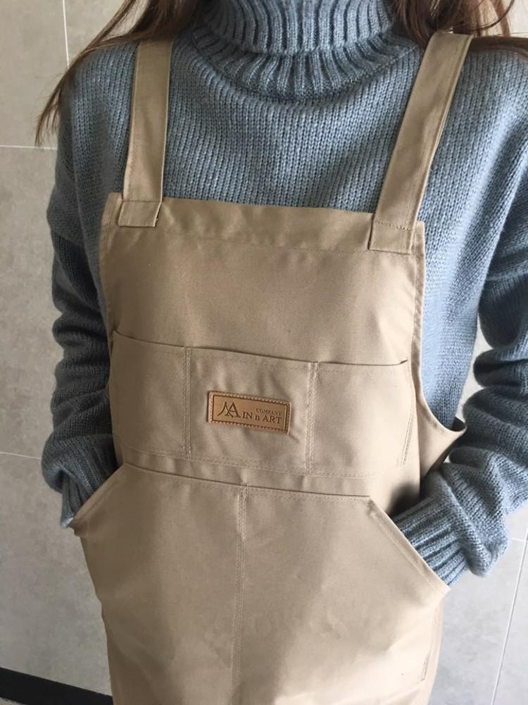 [자체제작] 미술용 롱 앞치마 -베이지