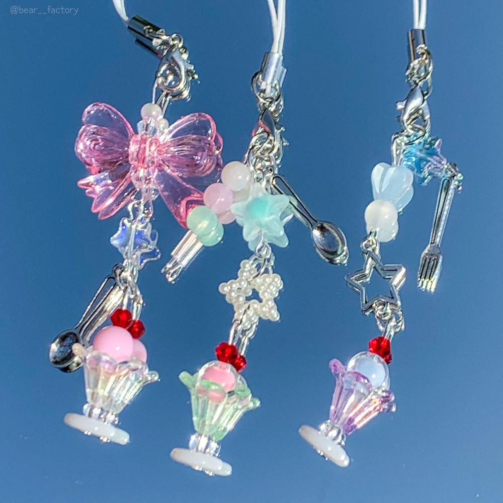 파르페 메론소다 키링 푸딩 다이어리 카메라 스트랩 비즈 휴대폰고리 : 곰돌이공장