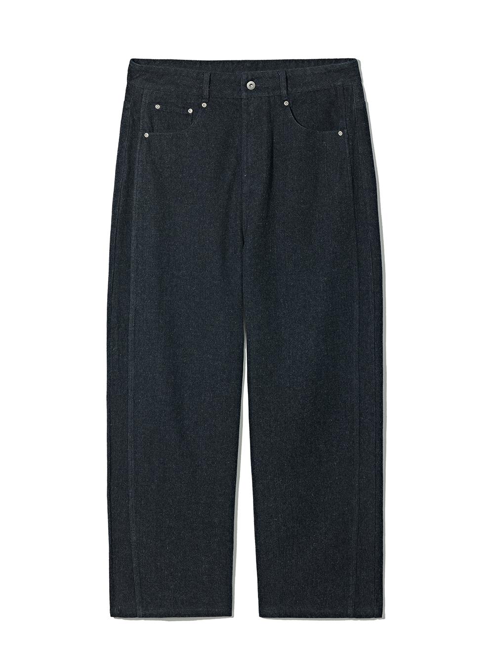 Brushed Denim Seam Line Pants_Dark Blue
