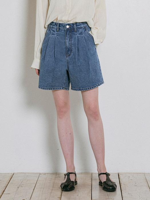 P3245 투턱 데님 쇼츠_Medium blue
