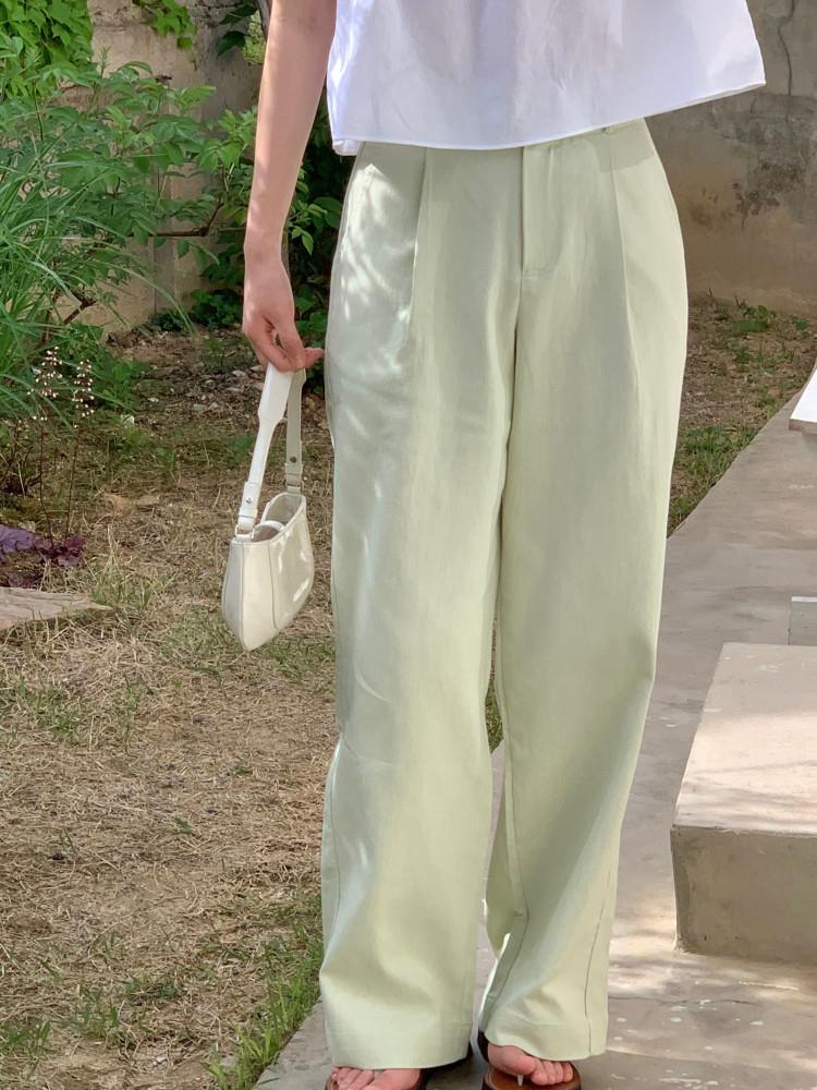 애플 핀턱 코튼 팬츠