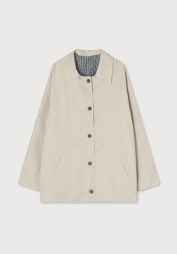 REVERSIBLE HALF-LENGTH CHECK PATTERN TRENCH COAT