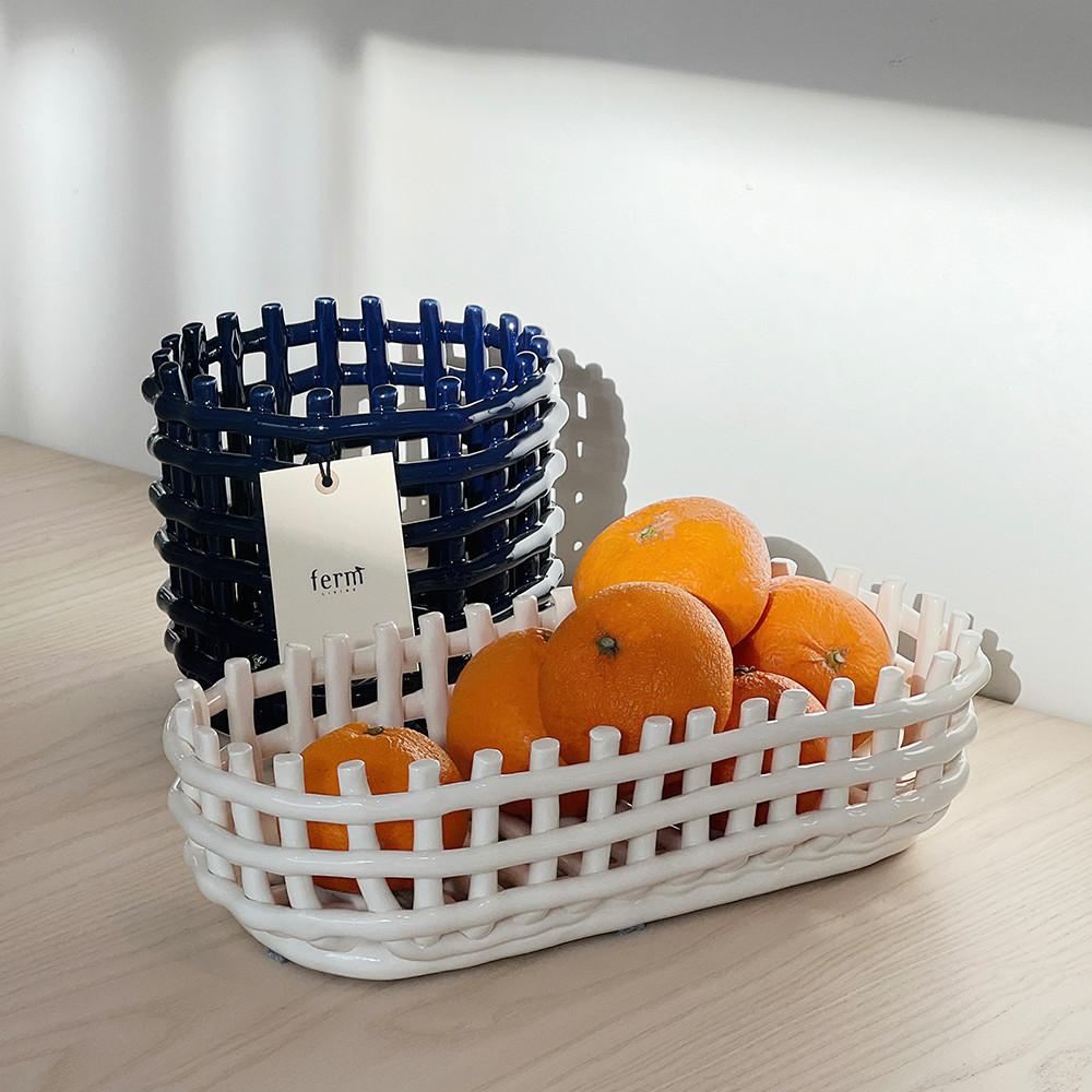 [펌리빙] 세라믹 바스켓 오벌 오프화이트