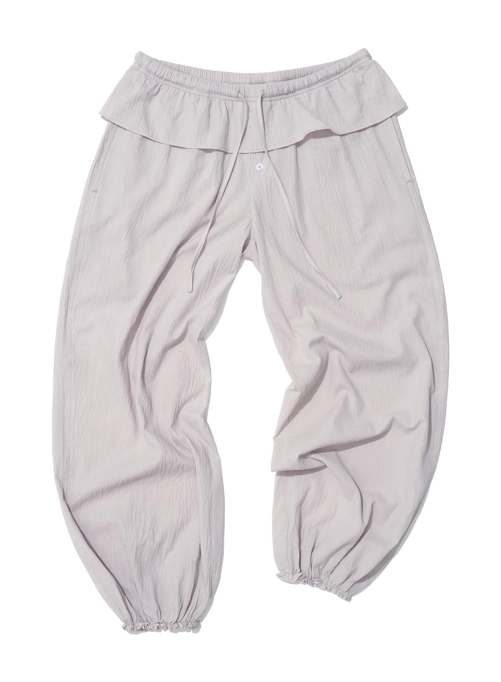 [WOMEN] FRILL WAIST PUMPKIN PANTS_LIGHT GREY