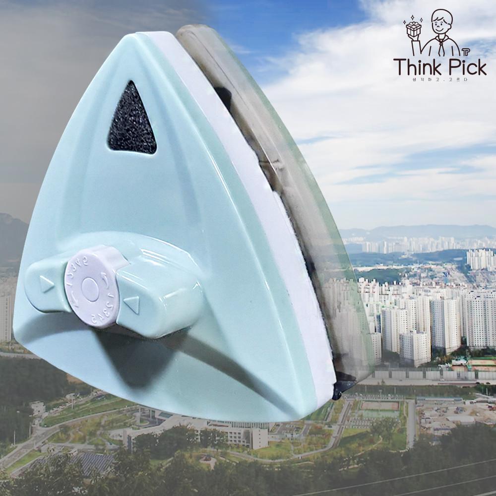 띵크픽 매직 자석 유리창 닦이 아파트 베란다 유리 창문 청소 스퀴지 외창 외부 유리 창