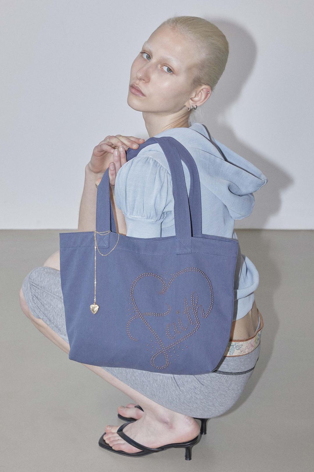 Faith Rhinestone Eco Bag Washed Navy