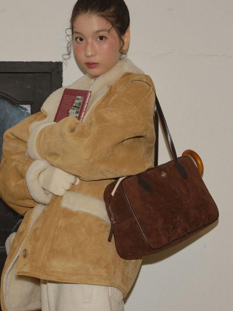 Sage Suede Square Bag_Brown