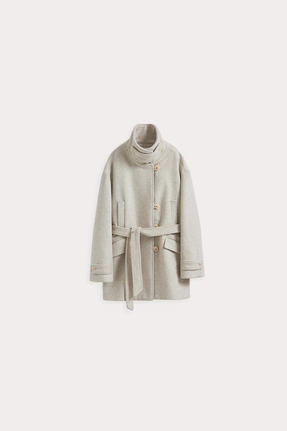 바레아 로브 울 하프 코트_Oatmeal