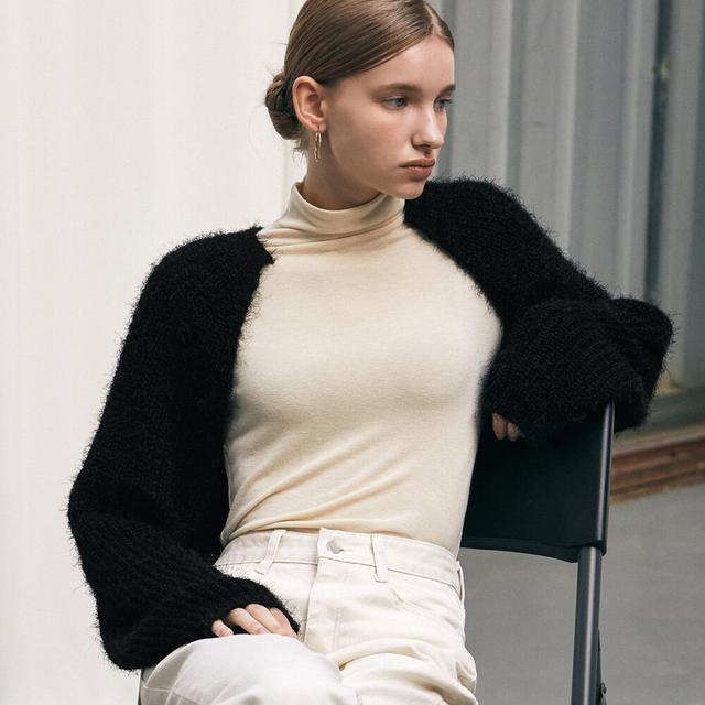 NICOLE BOUCLE BOLERO CARDIGAN_BLACK