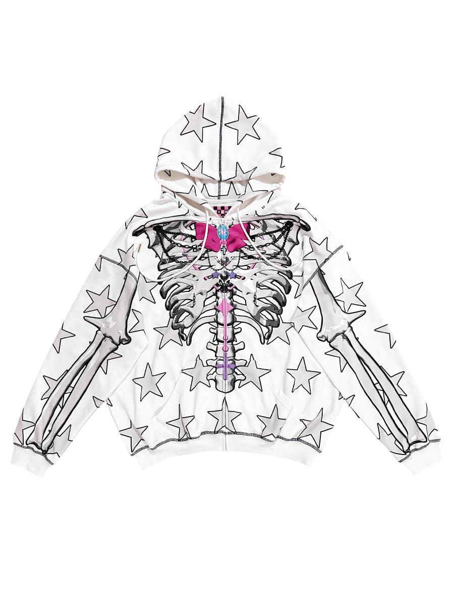 KAWAII SKELETON ZIP UP HOODIE - S