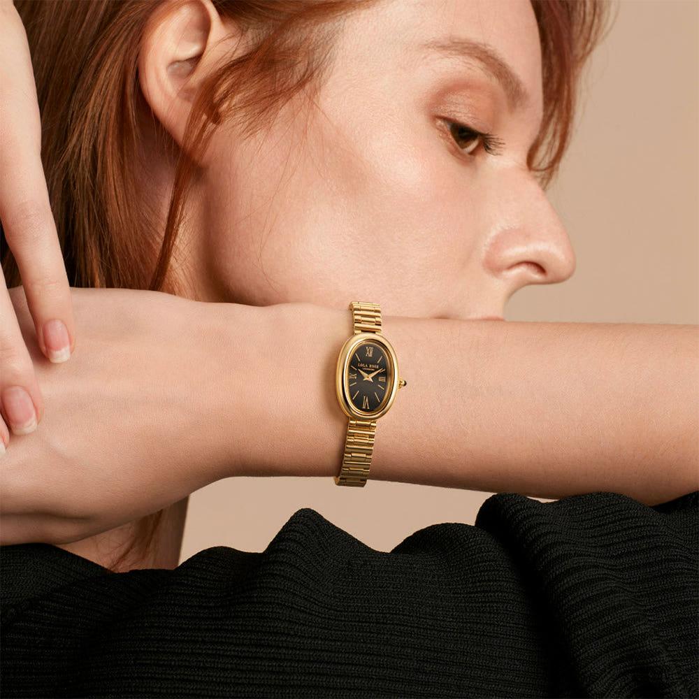 롤라로즈 Mirror 블랙오닉스 타원형 여자손목시계 LR4201