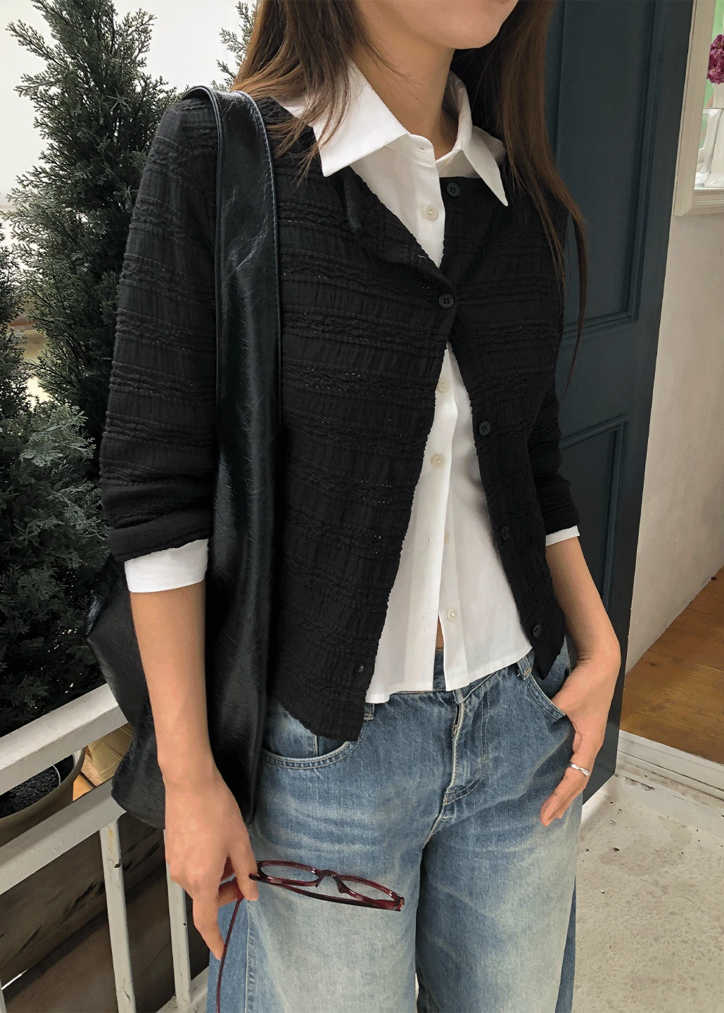 CHOCO SLEEVE POINT CARDIGAN