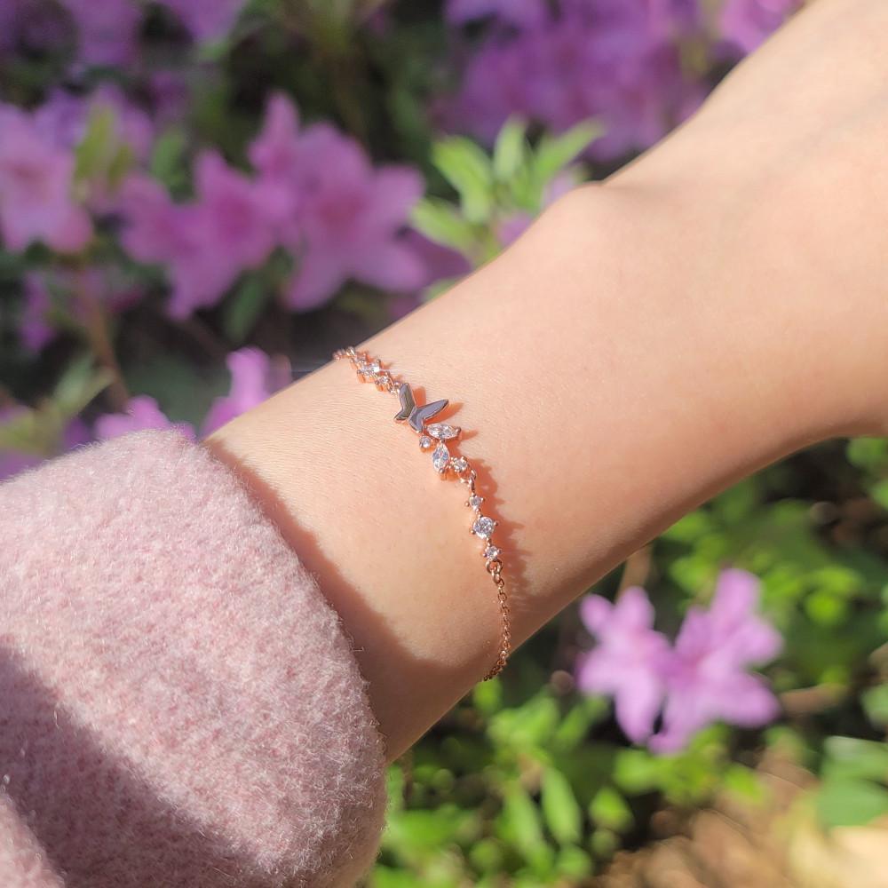 위안부 기부 후원 심플나비 실버 로즈골드 은 실팔찌 알러지없는팔찌 실버925