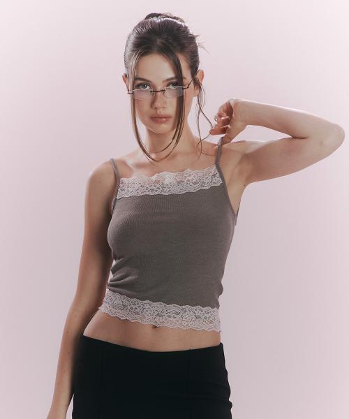 Alice Lace Sleeveless Top (Mocha Brown)