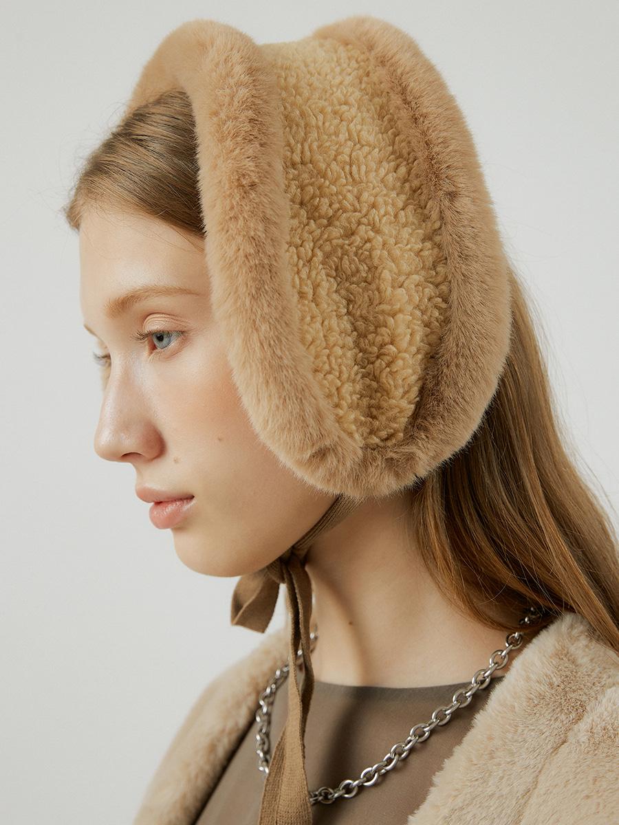 PEANUT fur earmuffs [beige]