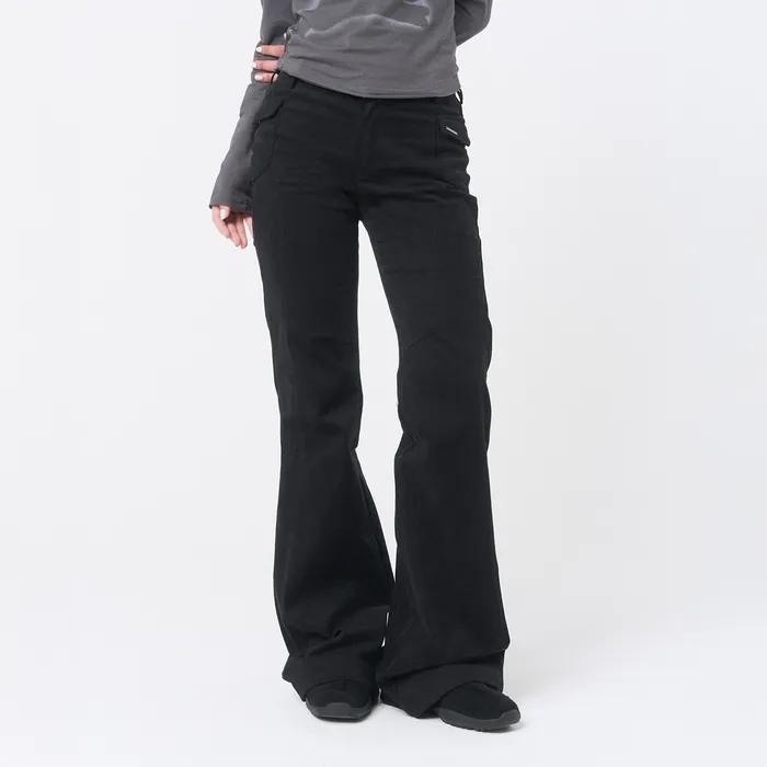 Side pocket bootscut pants BLACK