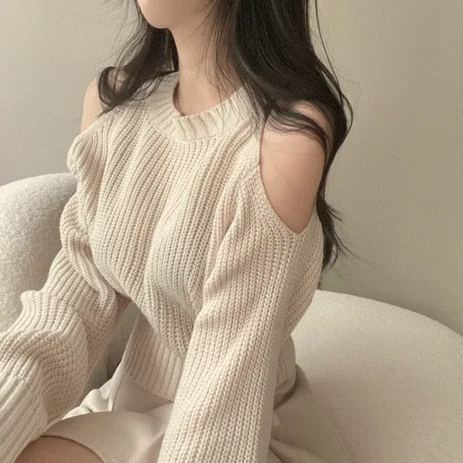 [색감예쁜/봄까지~!] 숄더 트임 여리핏 크롭 니트 4color