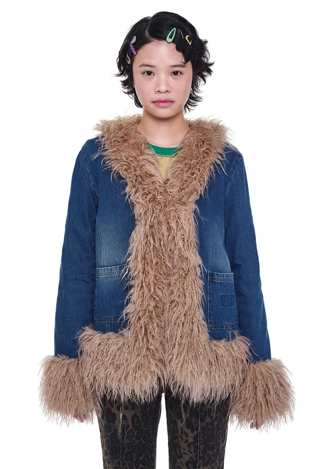 Fluffy washed  jacket_denim