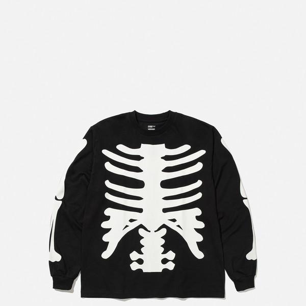 Cartoon Style Bone Long Sleeve T-shirt / Black