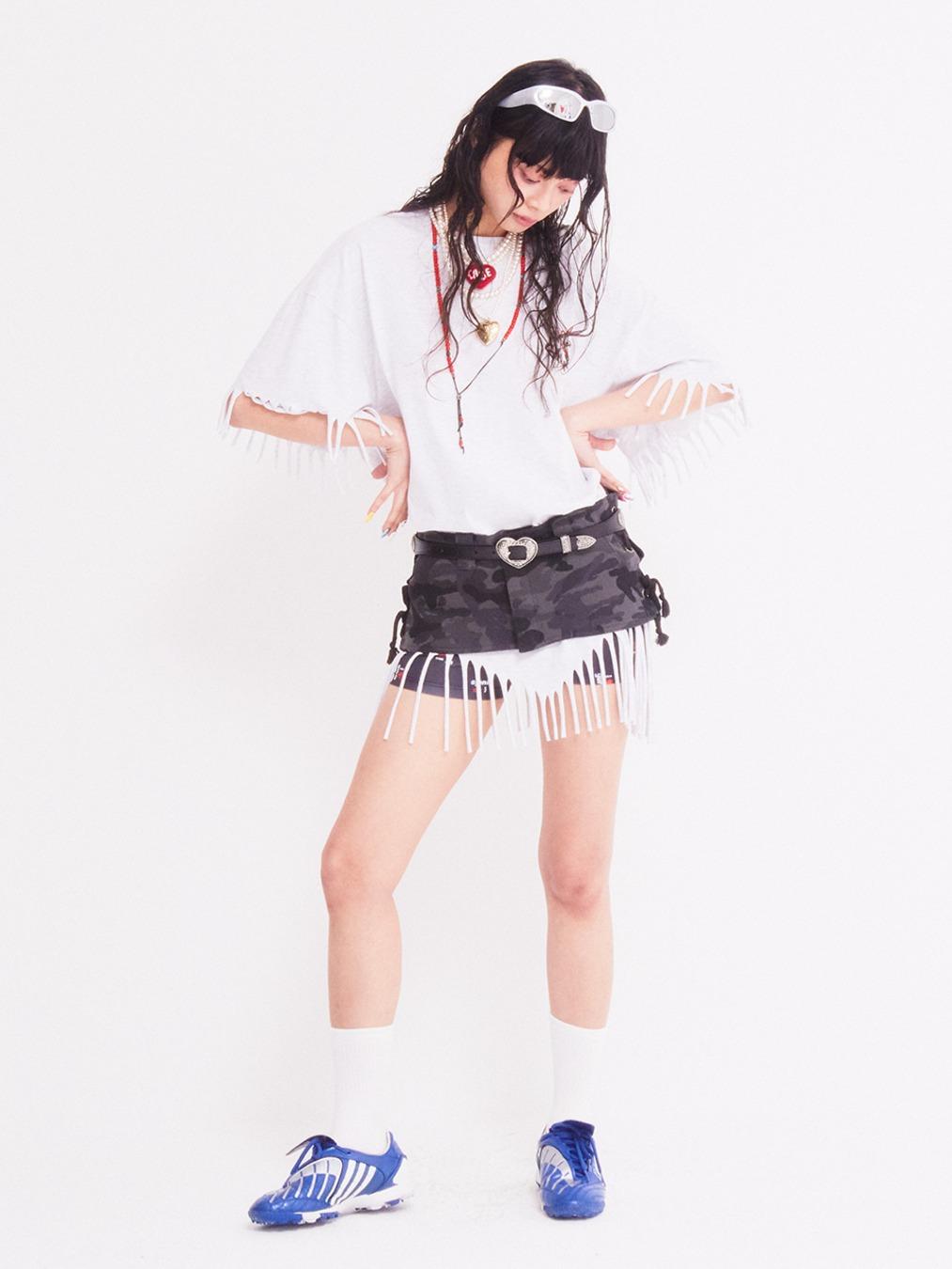 CAMOUFLAGE LACE-UP WRAP SKIRT CHARCOAL