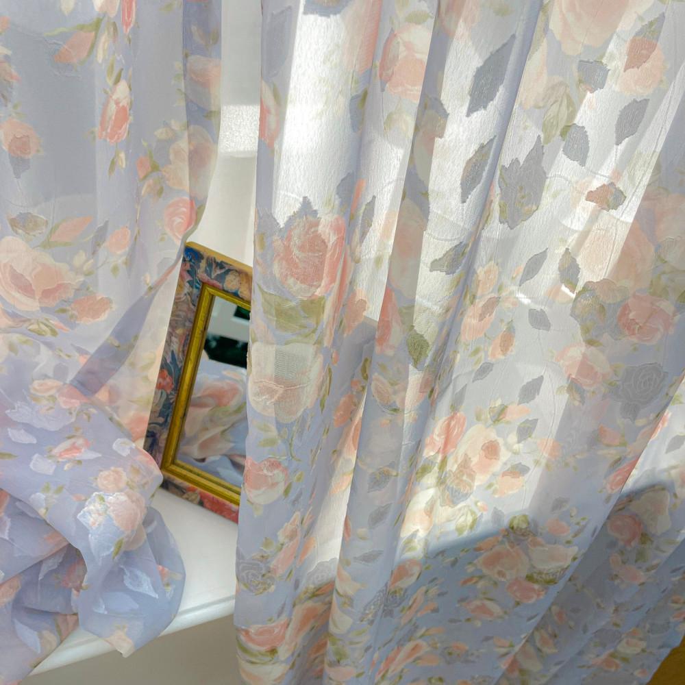 pure azure rose curtain 빈티지커튼 꽃무늬 아이방 커튼 반창커튼