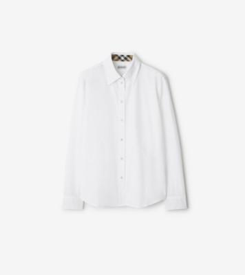 레귤러핏 코튼 포플린 셔츠 (화이트) - 여성, 면 | 공식 Burberry®