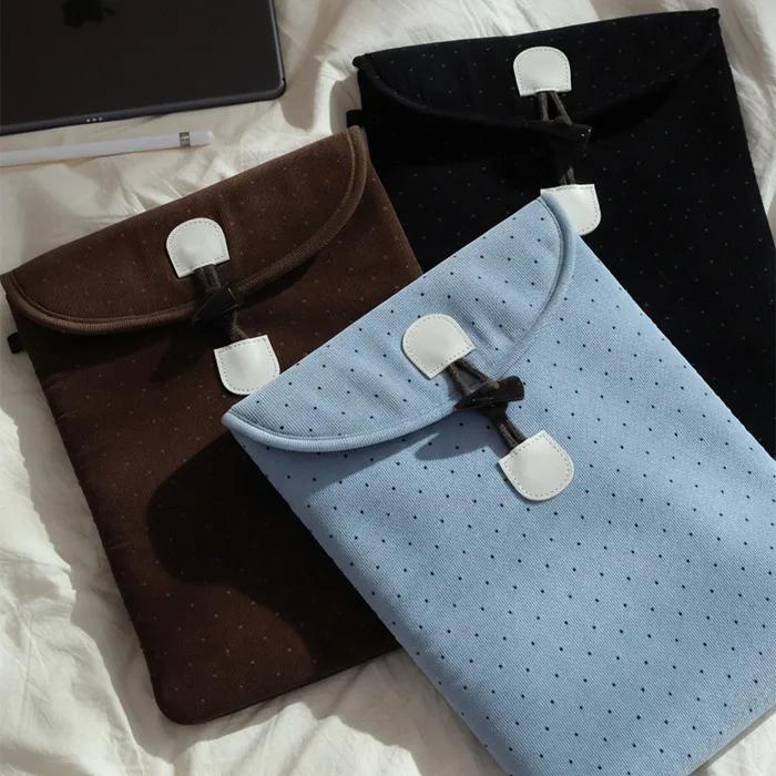 코듀로이 도트 토글 단추 파우치 - 북파우치 & 아이패드 맥북 가방