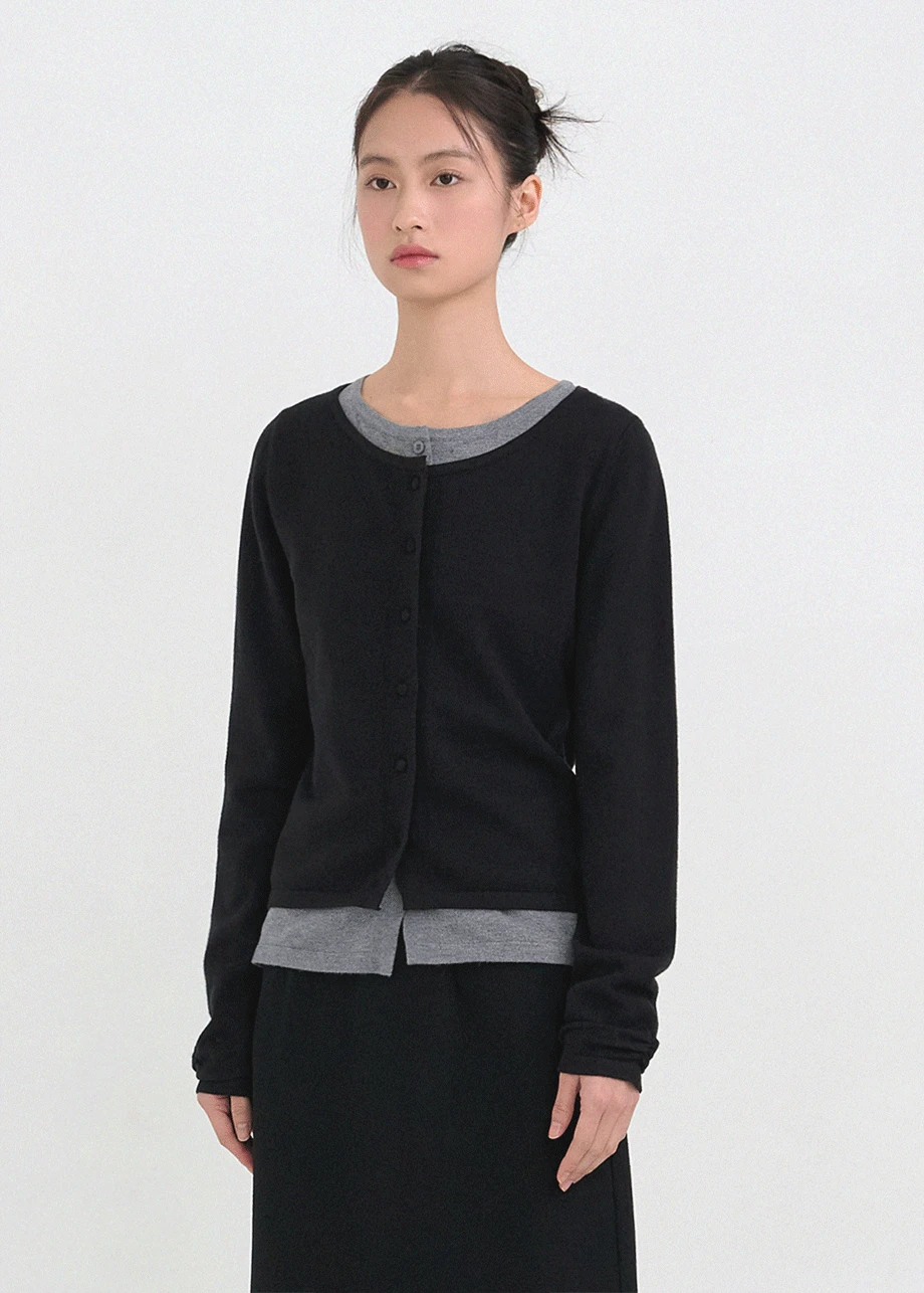 [44-120]  Puella Layered Knit  푸엘라 레이어드 니트 (겨울-데일리룩-출근룩-데이트룩-하객룩-오피스룩-클래식-기본템-라운드넥-배색-원웨이-자체제작)