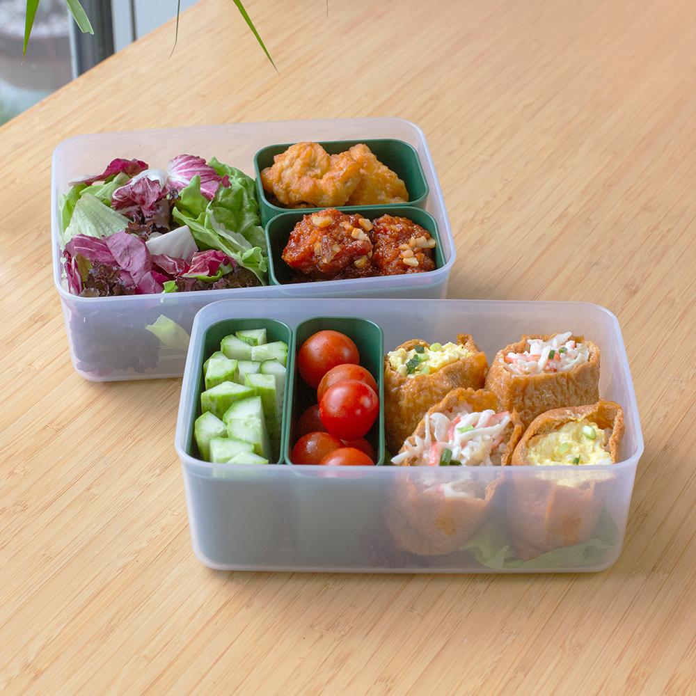 말랑납작이 깊은2호 도시락세트_반투명/숲초록