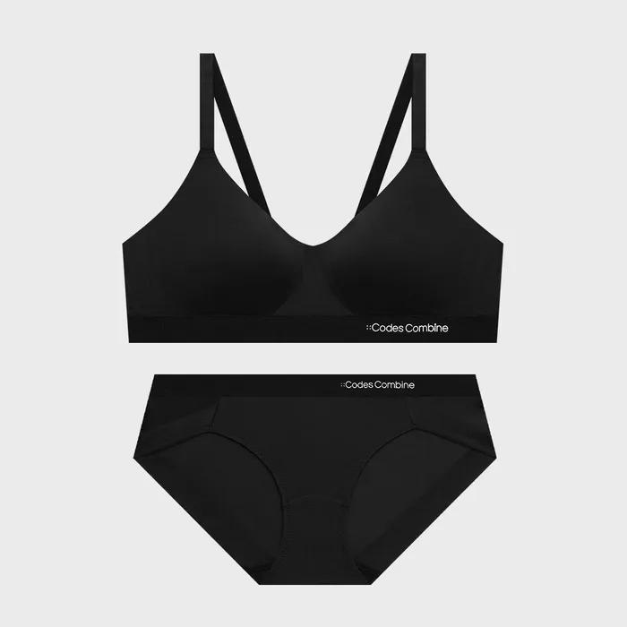 컴포트 쉘론 노와이어 브라팬티세트_블랙