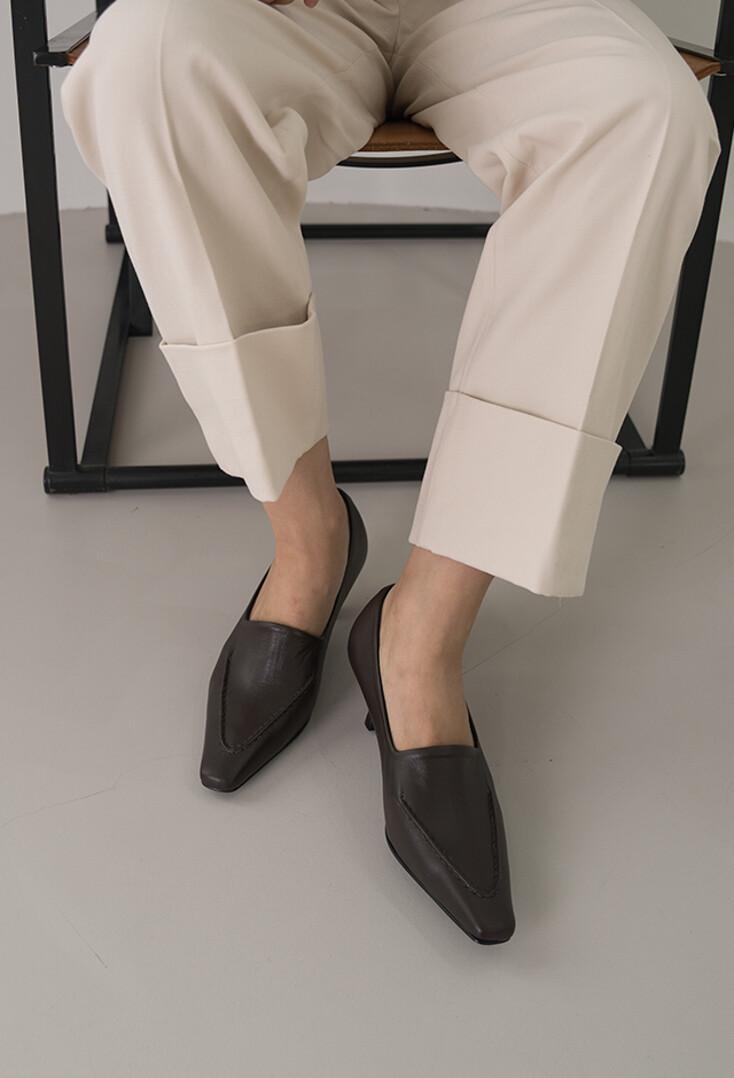 Square Loafer Pumps - Brown