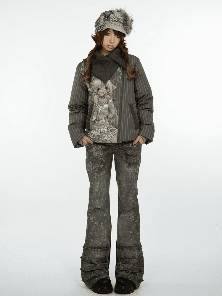 4RE1GN Vintage corduroy flared casual pants