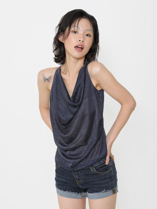 에스닉 펄 홀터넥 슬리브리스 (Dark Navy)