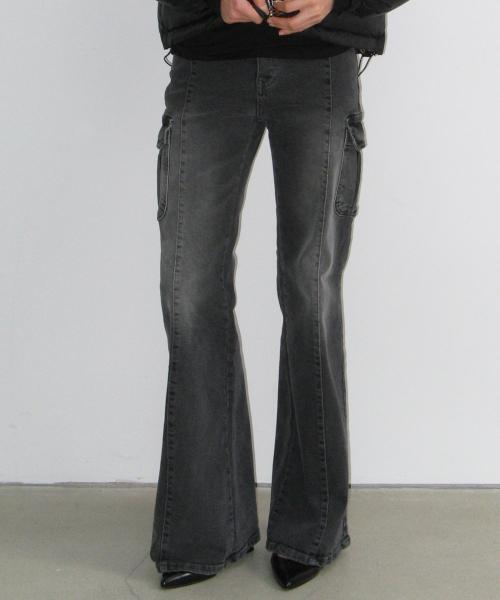 Cargo Bootcut Jeans - Black
