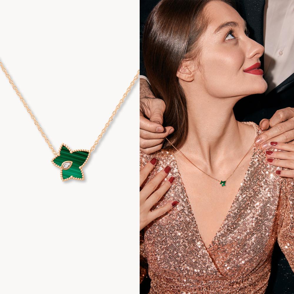 롤라로즈 Ivy 말라카이트 비즈 그린리프 여자목걸이 LR50038