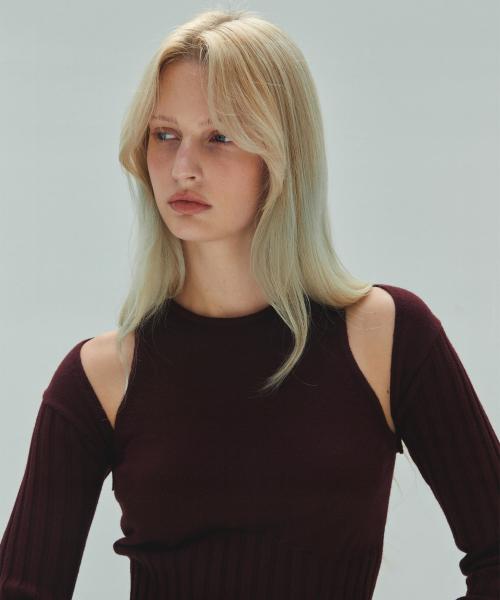 RIBBED BOLERO CARDIGAN (burgundy)
